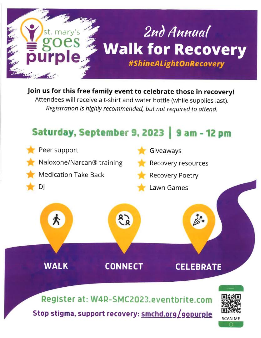 2nd Annual Walk for Recovery St. Marys College of Maryland